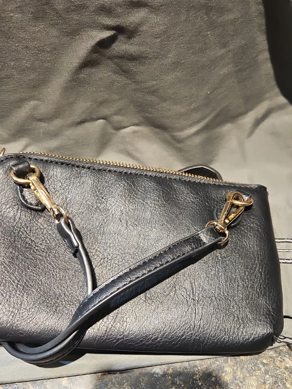 Black Leather Crossbody Bag by